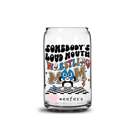 Somebody's Loud Mouth Wrestling Mom Retro 16oz Libbey Glass Can UV DTF or Sublimation Wrap - Decal - Weefers