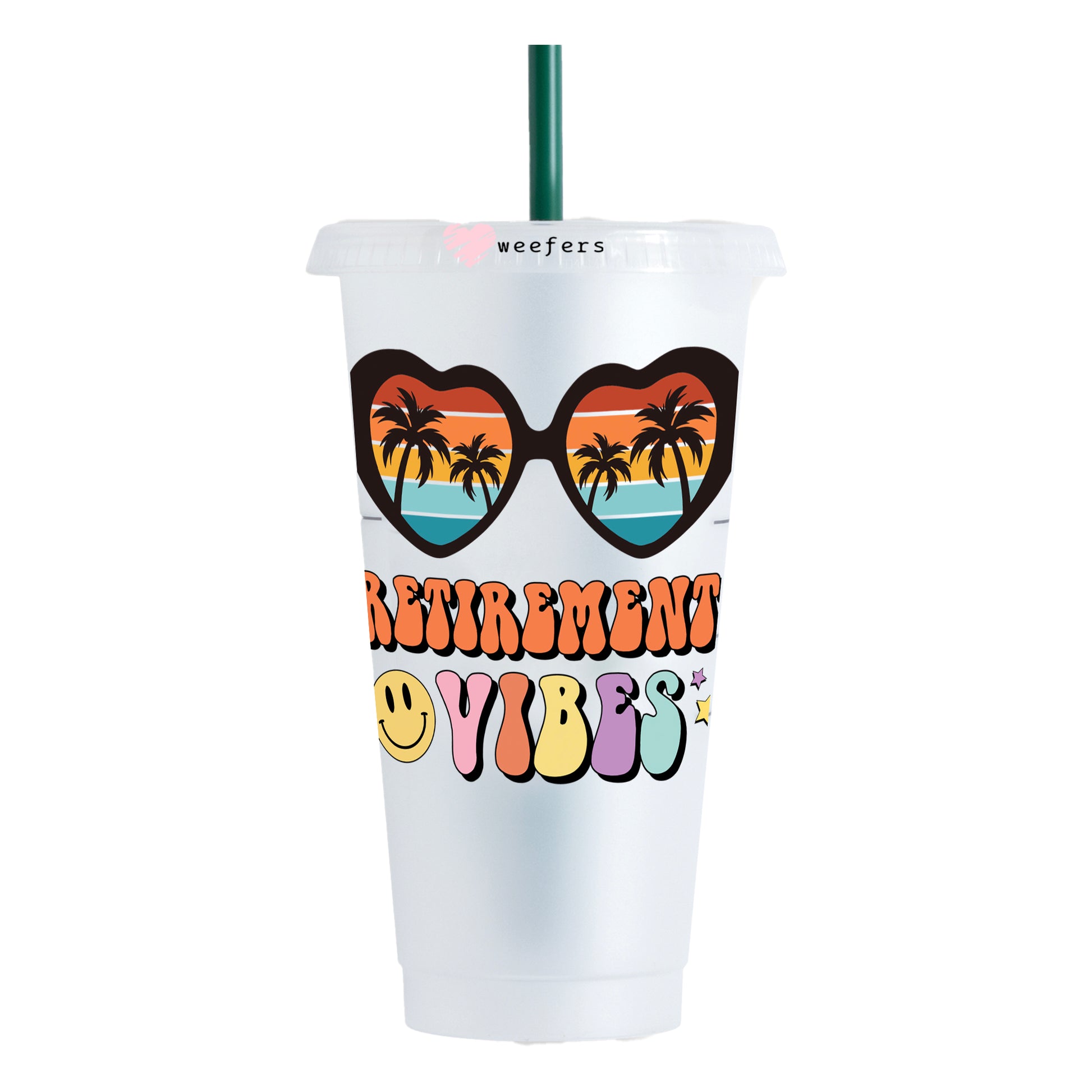 Retirement Vibes 24oz UV DTF Cold Cup Wrap - Ready to apply Decal - Weefers