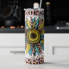 Load image into Gallery viewer, 20oz Skinny Tumbler Wrap - Sunflower Leopard
