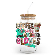 Load image into Gallery viewer, a glass jar with a straw in it that says coffee, sweets, and be
