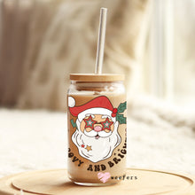 Load image into Gallery viewer, Groovy and Bright Santa 16oz Libbey Glass Can UV-DTF or Sublimation Wrap - Decal
