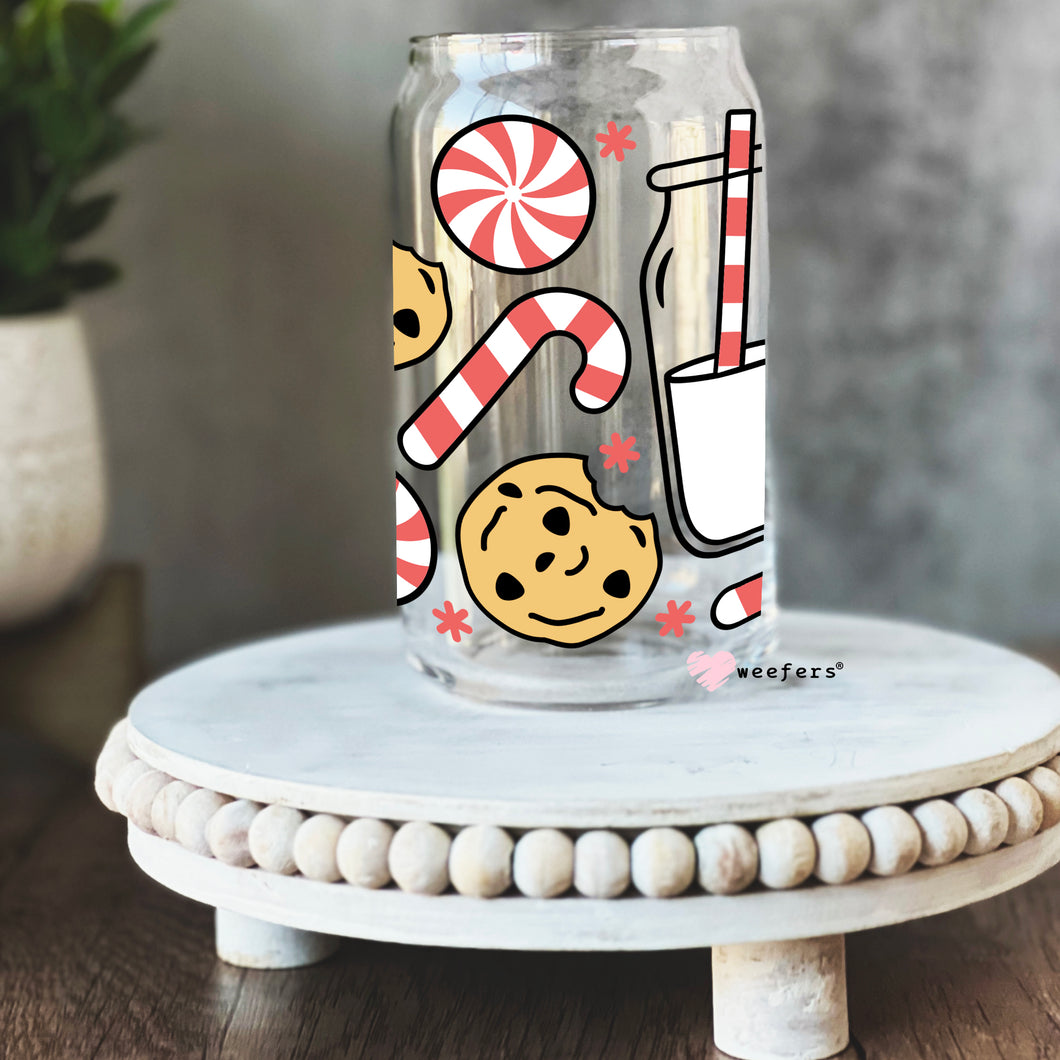 Christmas Milk and Cookies 16oz Libbey Glass Can UV-DTF or Sublimation Wrap - Decal