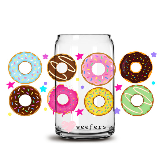 Donuts Donuts Donuts  16oz Libbey Glass Can UV DTF or Sublimation Cup Wrap - Decal Transfer - Weefers