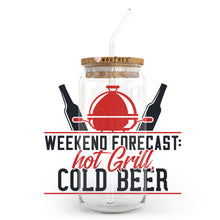 Load image into Gallery viewer, Weekend Forecast Hot Grill Cold Beer 20oz Libbey Glass Can UV-DTF or Sublimation Wrap - Decal
