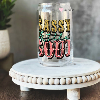 Sassy Little Soul Western 16oz Libbey Glass Can UV DTF or Sublimation Cup Wrap - Decal Transfer - Weefers