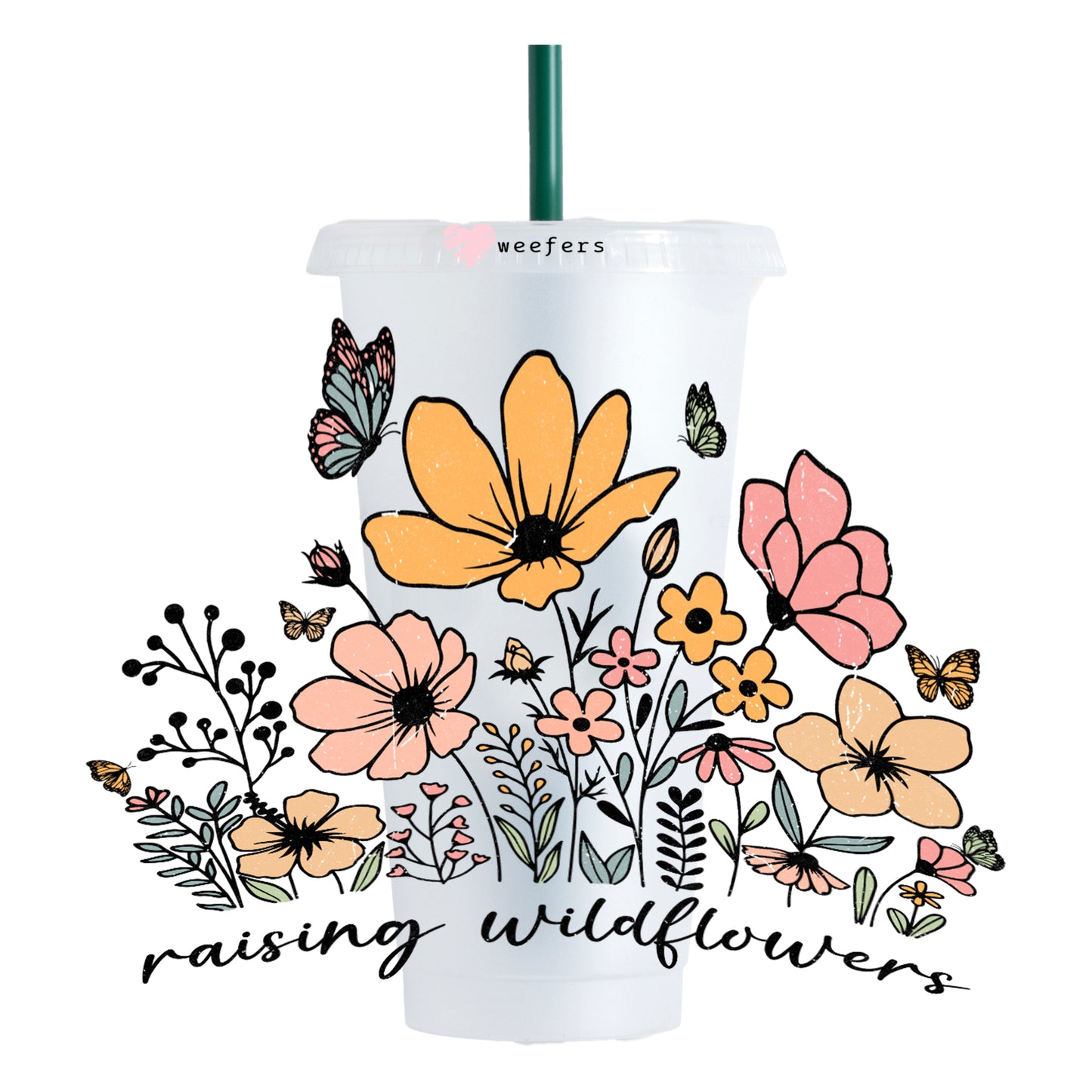 Raising Wildflowers 24oz UV DTF Cold Cup Wrap - Ready to apply Wrap - Weefers