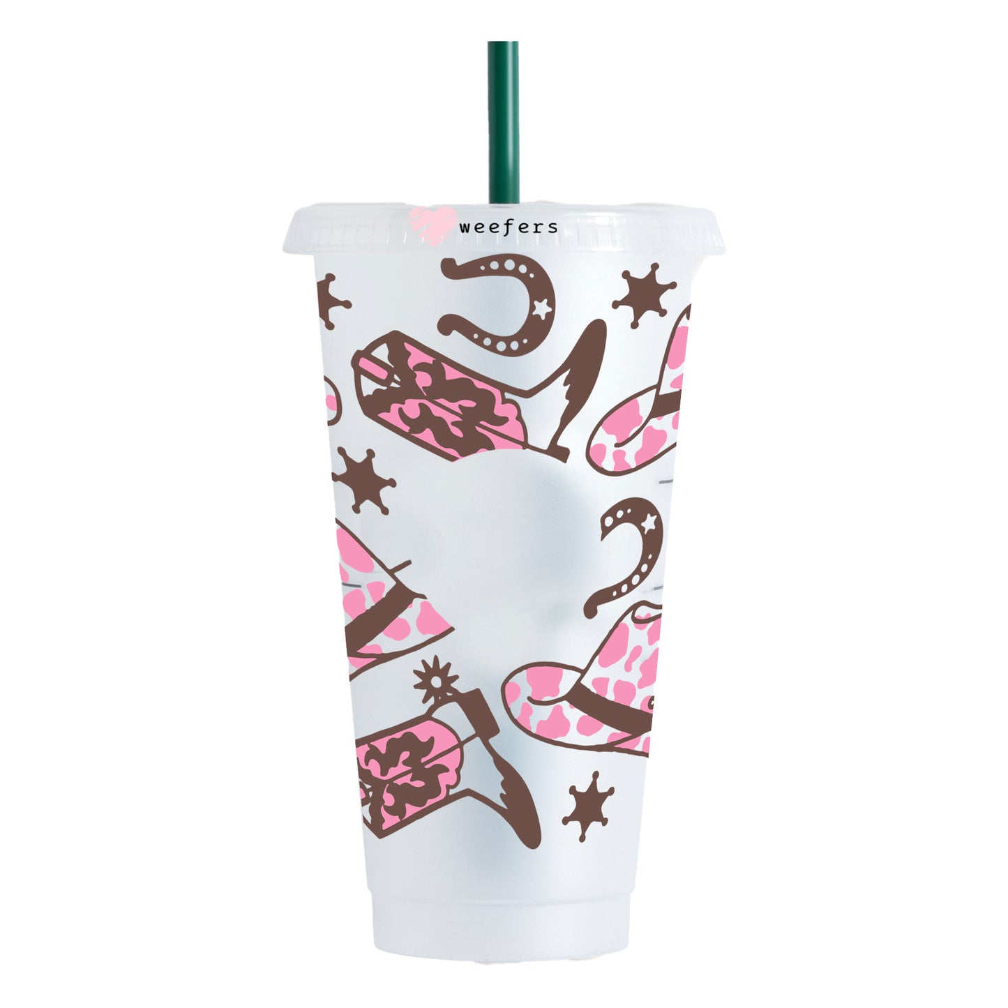 Pink and Brown Cowgirl Boots  24oz UV DTF Cold Cup Wrap - Ready to apply Wrap - HOLE - Weefers