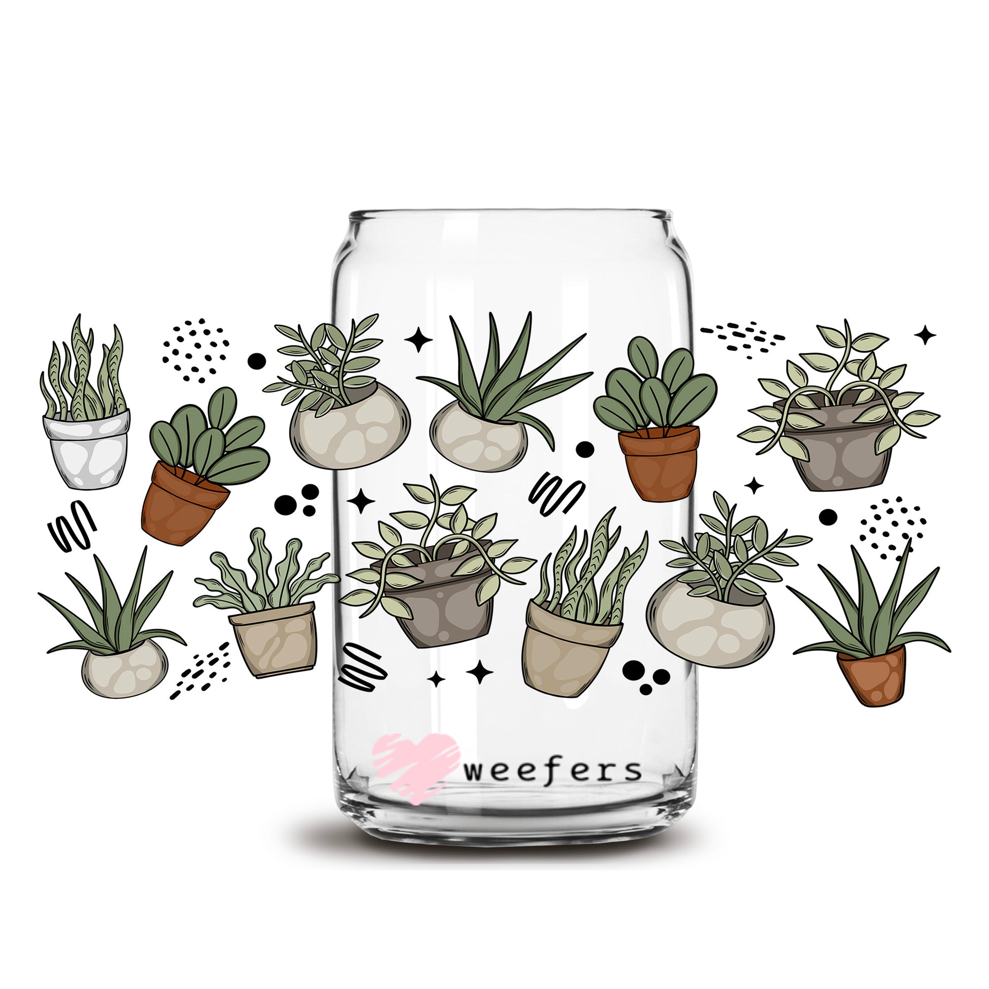 Plant Lover 16oz Libbey Glass Can UV DTF or Sublimation Cup Wrap - Decal Transfer - Weefers