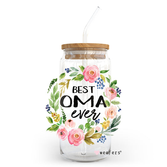 Best Oma Ever Floral Wreath 20oz Libbey Glass Can, 34oz Hip Sip, 40oz Tumbler UV DTF or Sublimation Decal Transfer - Weefers