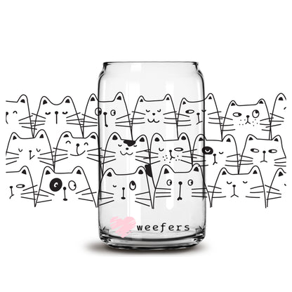 Curious Cats Libbey Glass Can UV DTF or Sublimation Wrap - Decal - Weefers