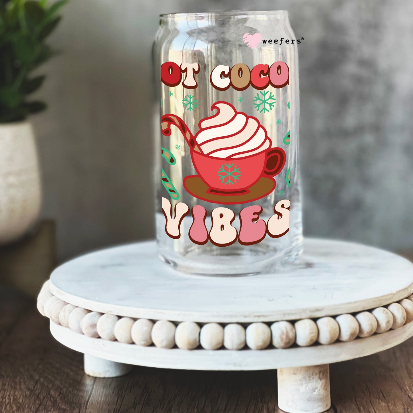 Hot Cocoa Vibes 16oz Libbey Glass Can UV DTF or Sublimation Wrap - Decal Transfer - Weefers