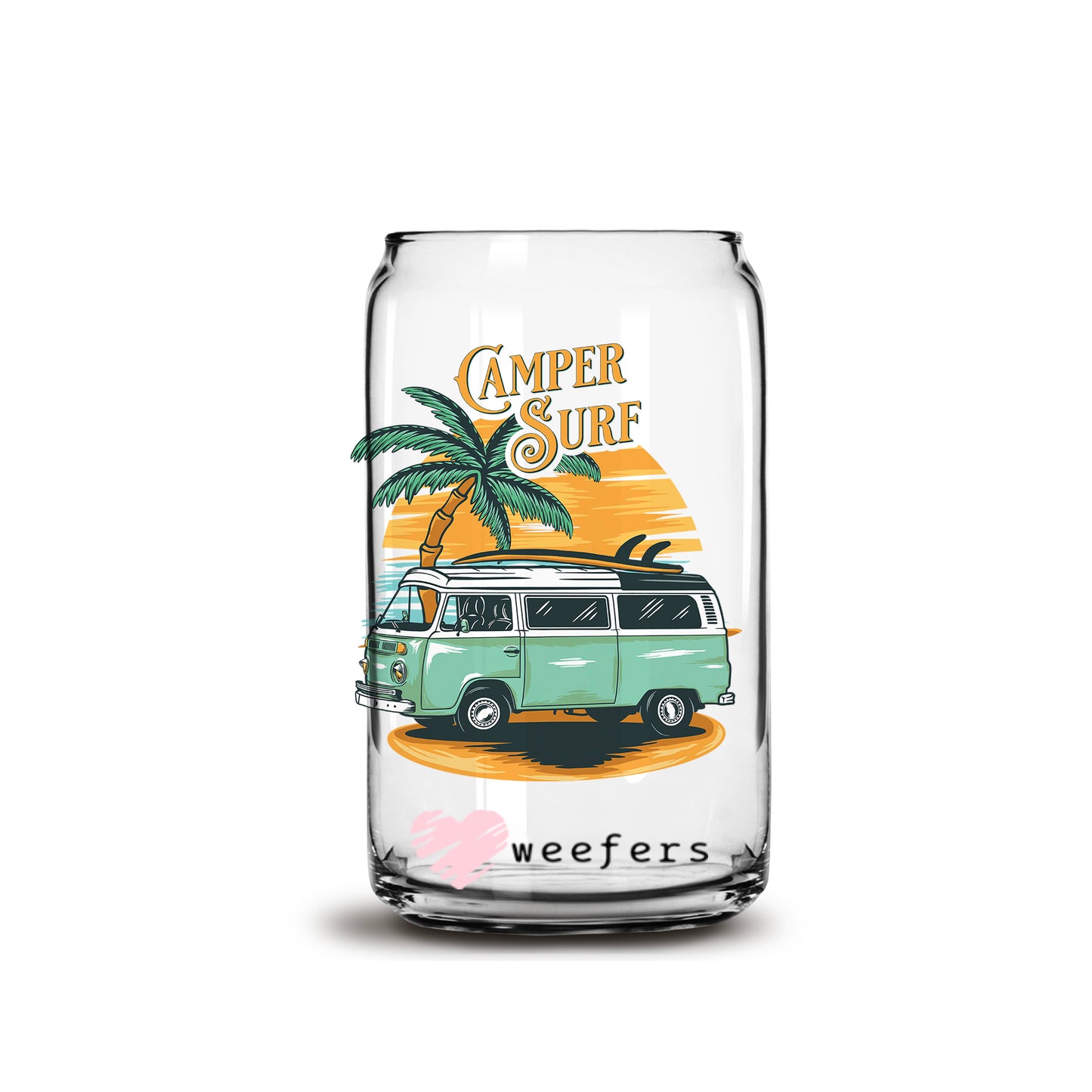 Camper Surfer 16oz Libbey Glass Can UV DTF or Sublimation Wrap - Decal - Weefers