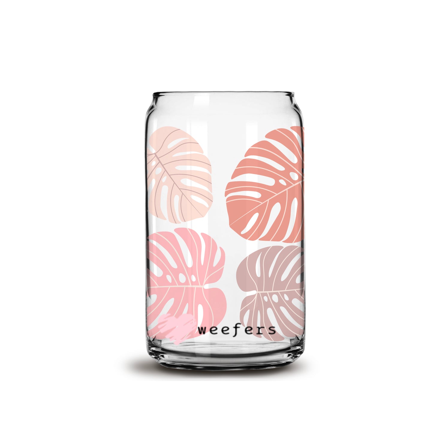 Boho Monstera 16oz Libbey Glass Can UV DTF or Sublimation Wrap - Decal - Weefers