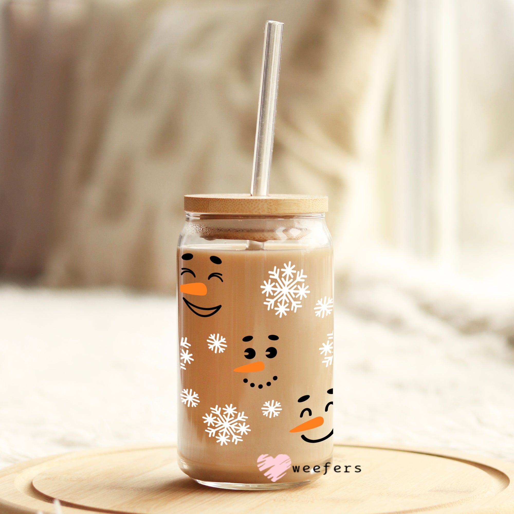 Happy Face Glass Can with Straw and Lid – Ruth and Naomi