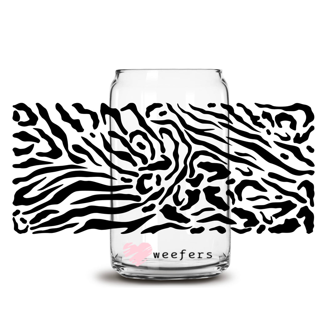 a glass with a zebra print on it