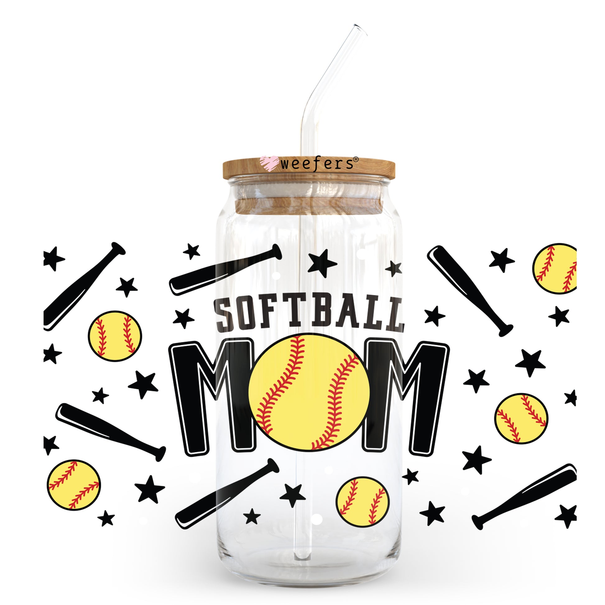 Softball Mom 20oz Libbey Glass Can, 34oz Hip Sip, 40oz Tumbler UV DTF or Sublimation Decal Transfer - Weefers