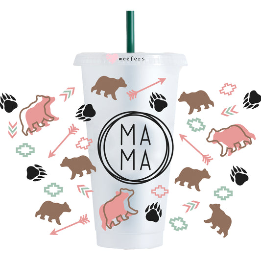 Mama Bear NO HOLE 24oz Cold Cup UV DTF Wrap - Ready to apply Wrap - Weefers