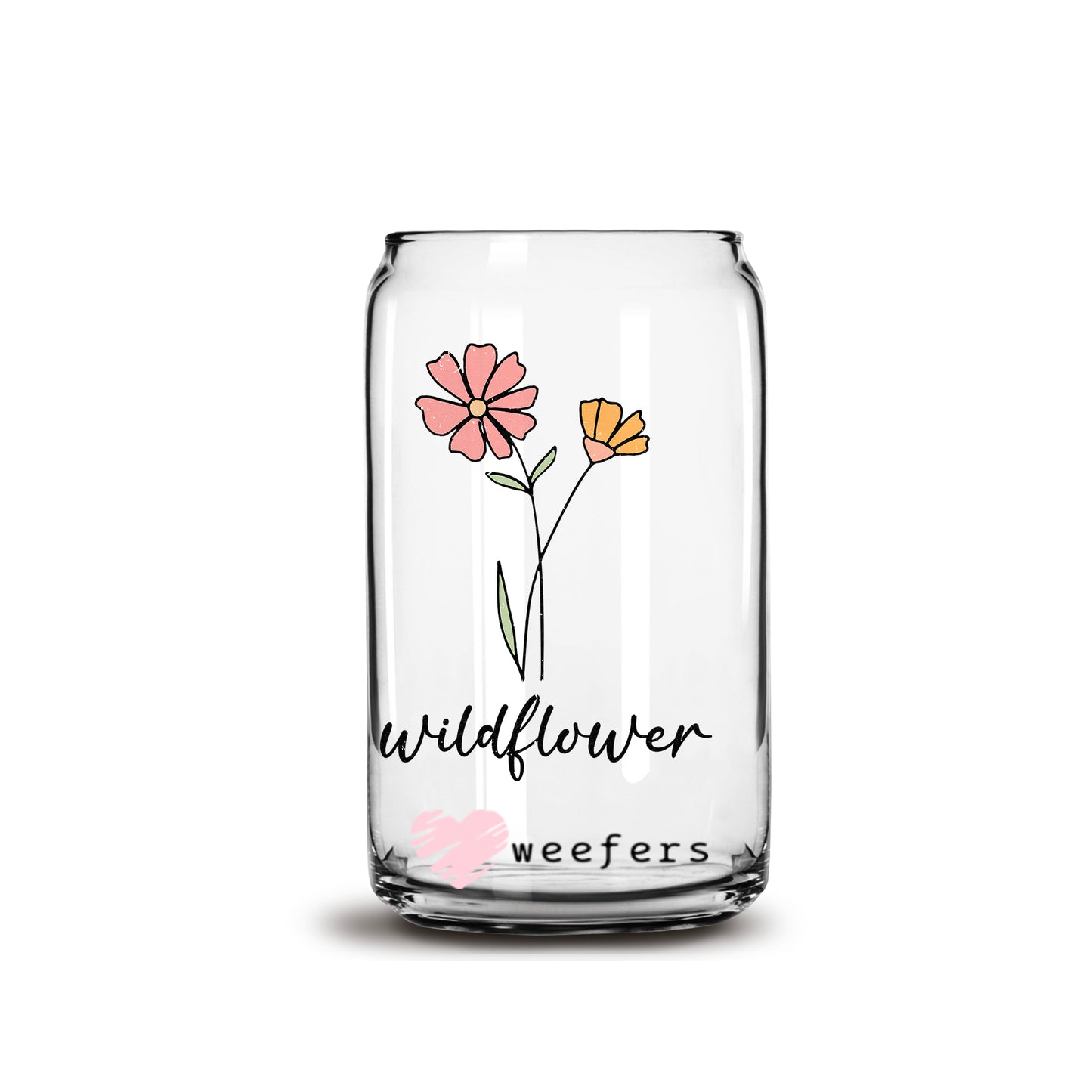 Wildflower 16oz Libbey Glass Can UV DTF or Sublimation Wrap - Decal - Weefers