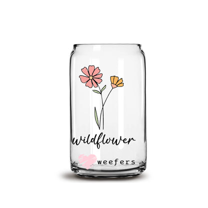 Wildflower 16oz Libbey Glass Can UV DTF or Sublimation Wrap - Decal - Weefers