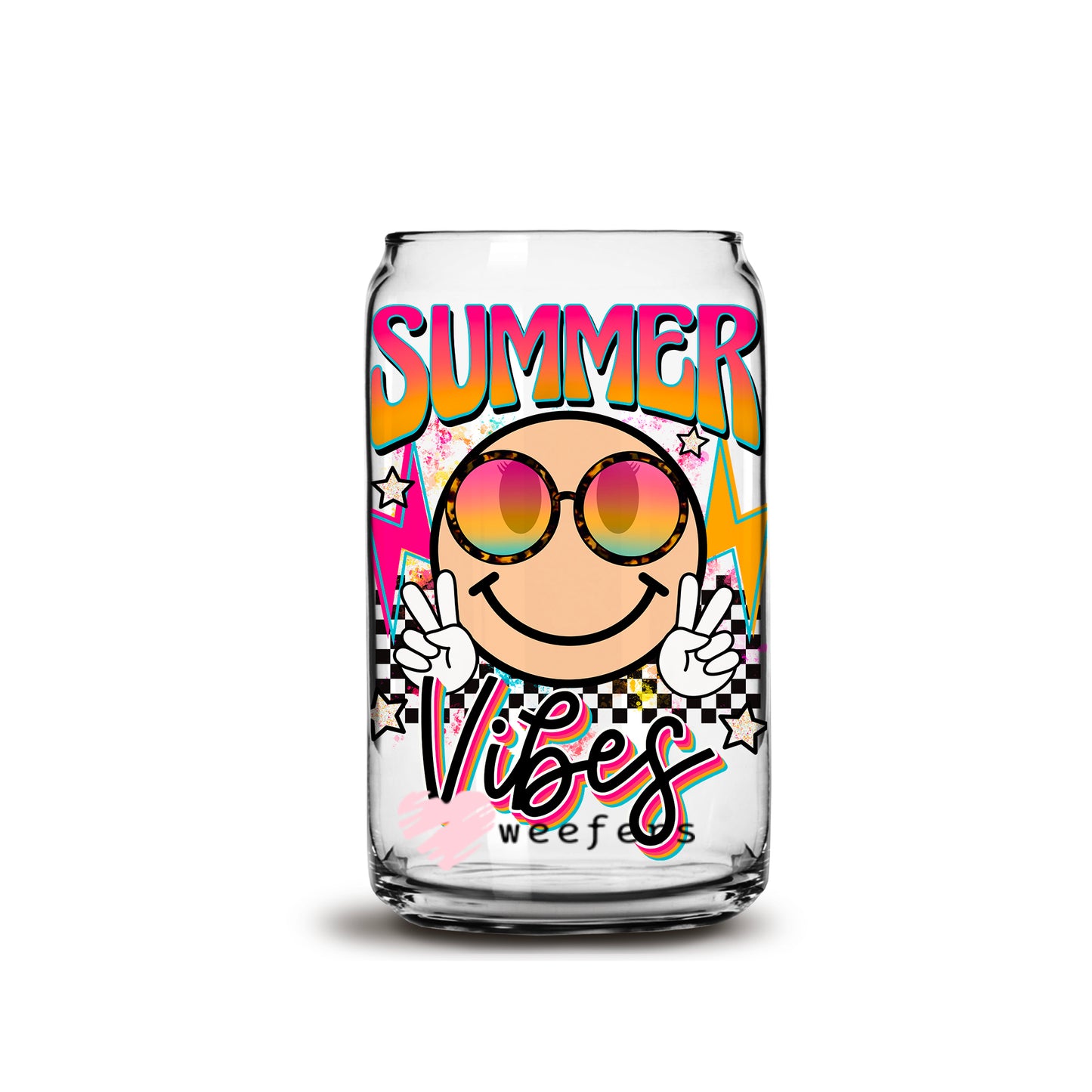 Summer Vibes 16oz Libbey Glass Can UV DTF or Sublimation Wrap - Decal - Weefers