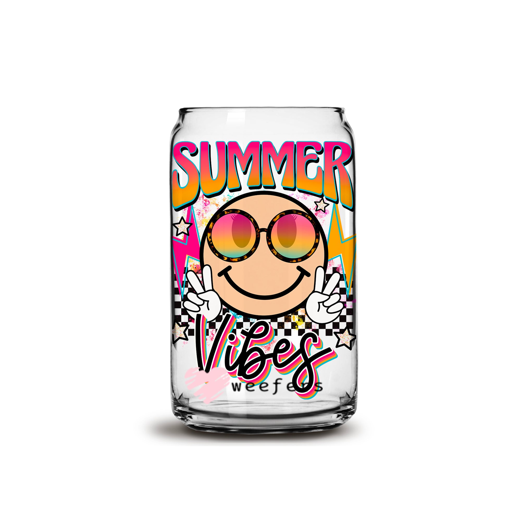 Summer Vibes 16oz Libbey Glass Can UV DTF or Sublimation Wrap - Decal - Weefers