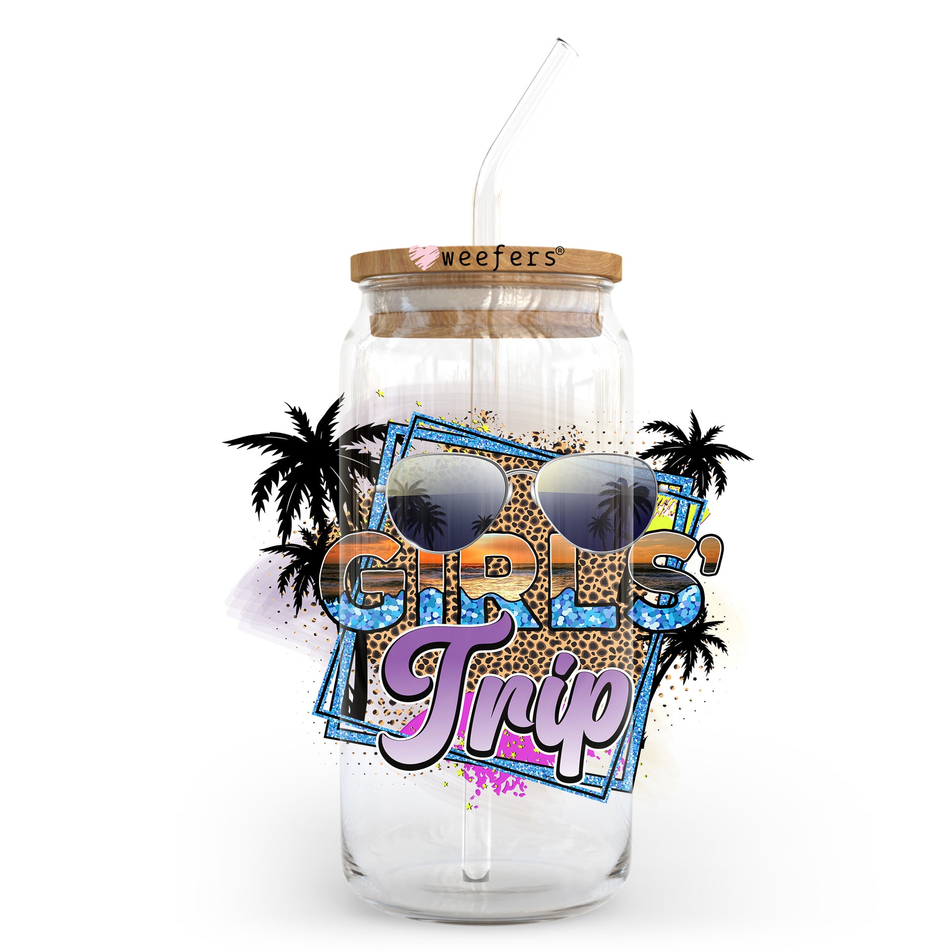 Girls Trip Purple 20oz Libbey Glass Can UV DTF or Sublimation Wrap - Decal Transfer - Weefers