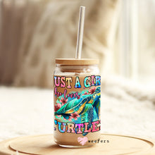 Load image into Gallery viewer, Just a Girl That Loves Turtles 16oz Libbey Glass Can UV-DTF or Sublimation Wrap - Decal
