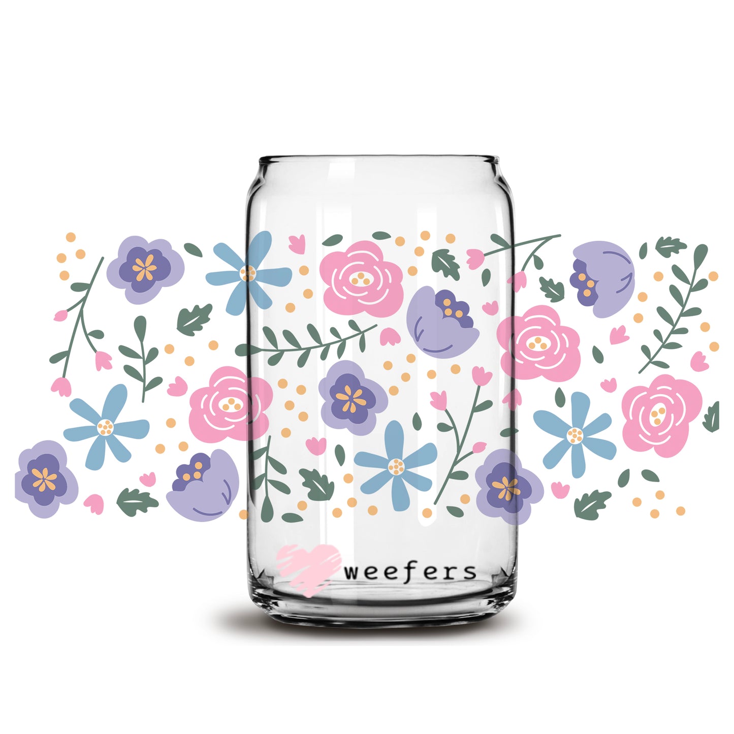 Pastel Floral Delight Libbey Glass Can UV DTF or Sublimation Wrap - Decal - Weefers