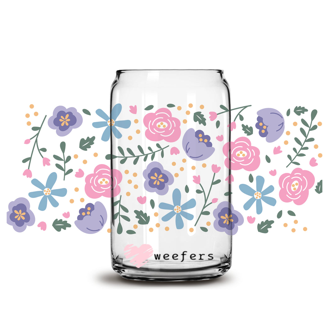 Pastel Floral Delight Libbey Glass Can UV-DTF or Sublimation Wrap - Decal