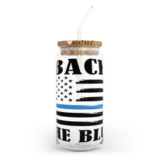 Load image into Gallery viewer, Back the Blue Police 20oz Libbey Glass Can, 34oz Hip Sip, 40oz Tumbler UVDTF or Sublimation Decal Transfer
