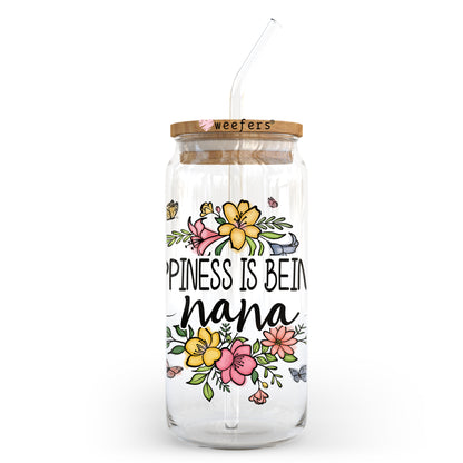 Happiness is being a Nana 20oz Libbey Glass Can UV DTF or Sublimation Wrap - Decal - Weefers