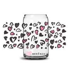 Load image into Gallery viewer, a glass jar with hearts drawn on it
