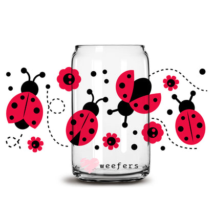 Oh Lady Bugs 16oz Libbey Glass Can UV DTF or Sublimation Wrap - Decal - Weefers