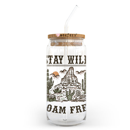 Stay Wild Roam Free 20oz Libbey Glass Can UV DTF or Sublimation Wrap - Decal Transfer - Weefers