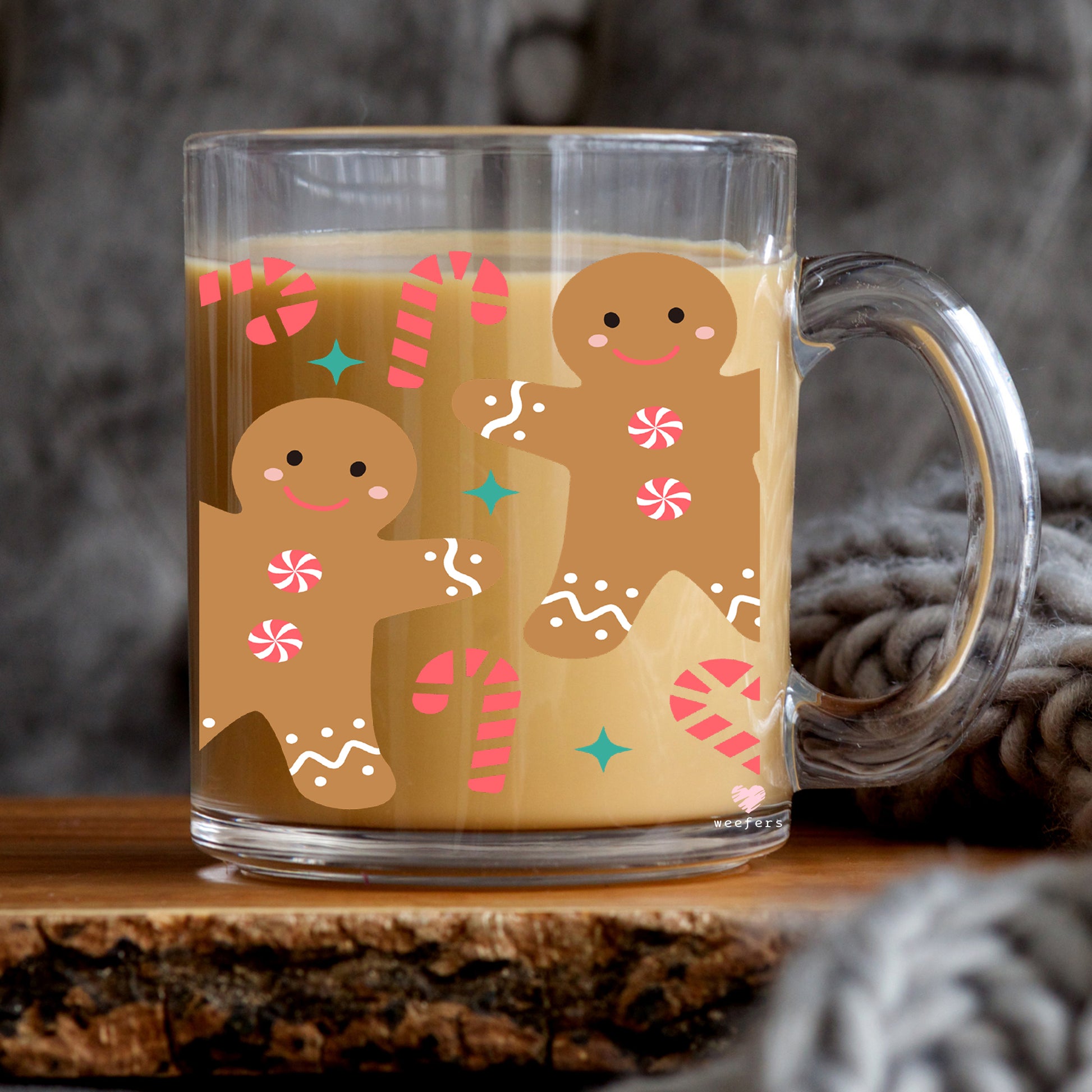 Christmas Gingerbread Man 11oz Coffee Mug UV DTF or Sublimation Wrap - Decal - Weefers