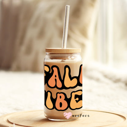 Fall Vibes 16oz Libbey Glass Can UV DTF or Sublimation Wrap - Decal - Weefers