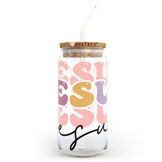 Jesus Jesus Jesus Christian 20oz Libbey Glass Can, 34oz Hip Sip, 40oz Tumbler UV DTF or Sublimation Decal Transfer - Weefers