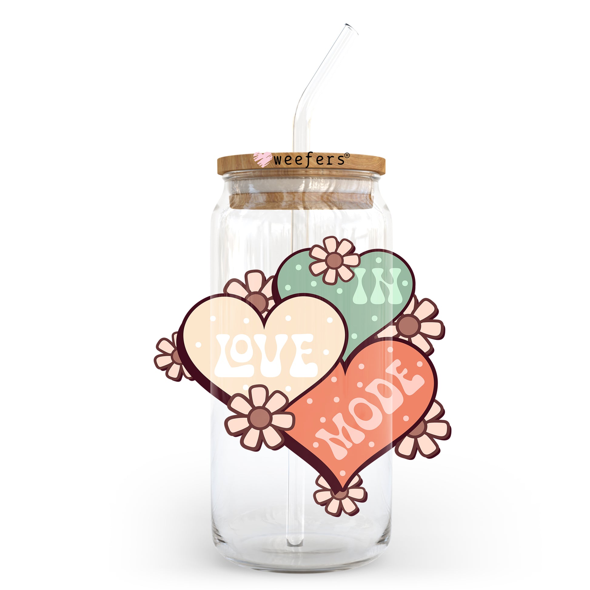 In Love Mode Valentine's Day 20oz Libbey Glass Can UV DTF or Sublimation Wrap - Decal - Weefers