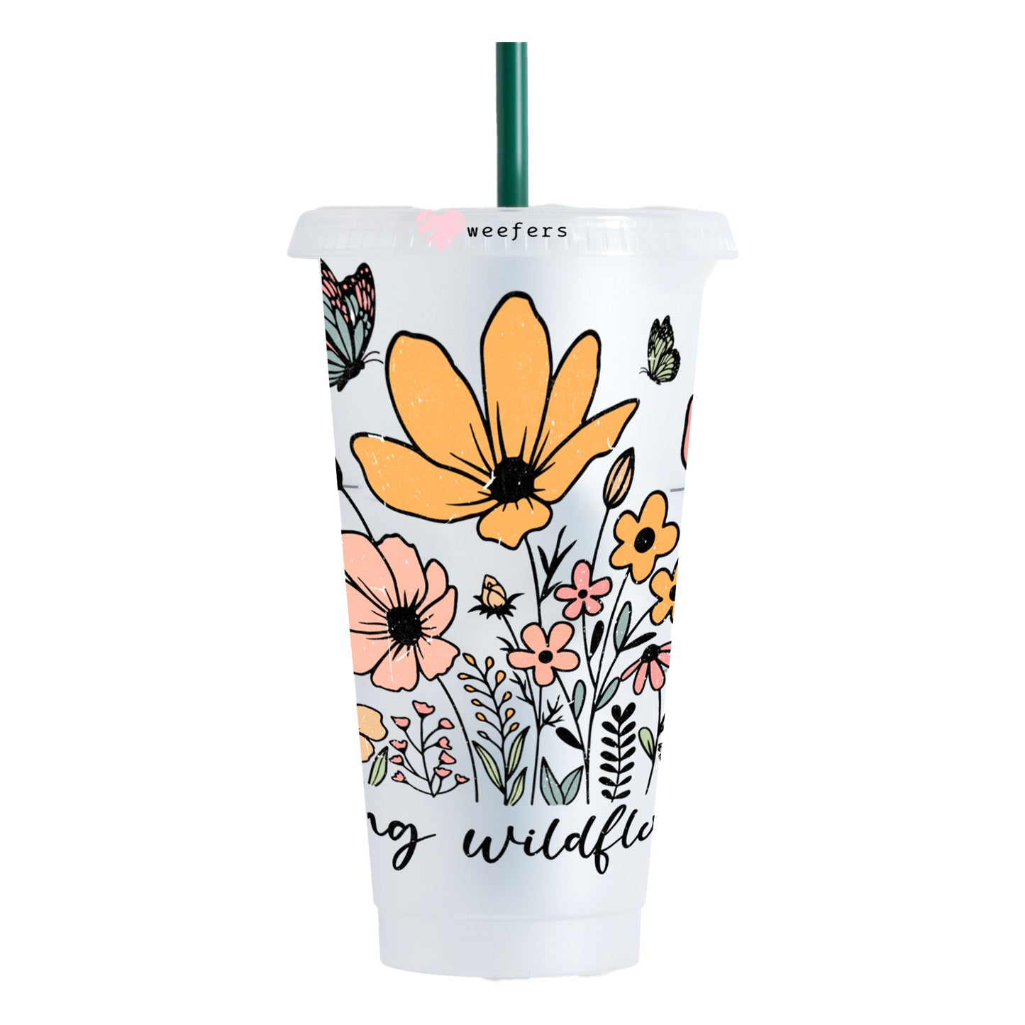 Raising Wildflowers 24oz UV DTF Cold Cup Wrap - Ready to apply Wrap - Weefers