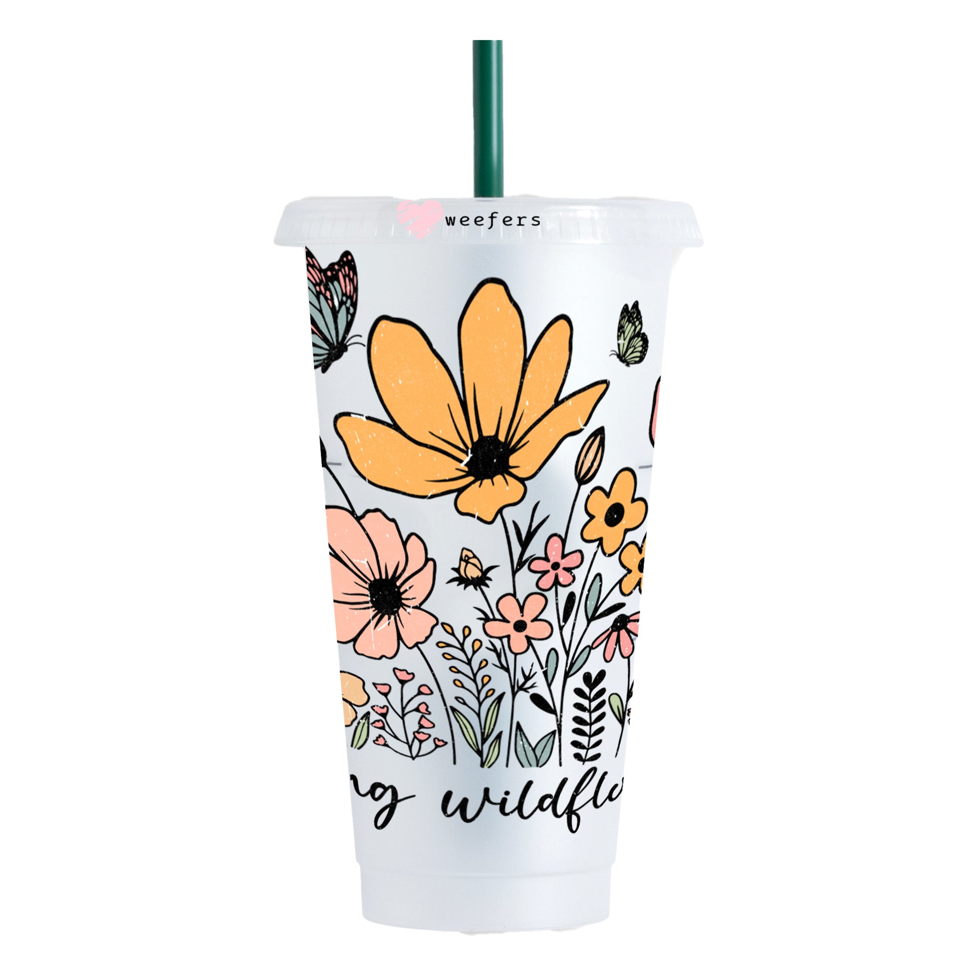 Raising Wildflowers 24oz UV DTF Cold Cup Wrap - Ready to apply Wrap - Weefers