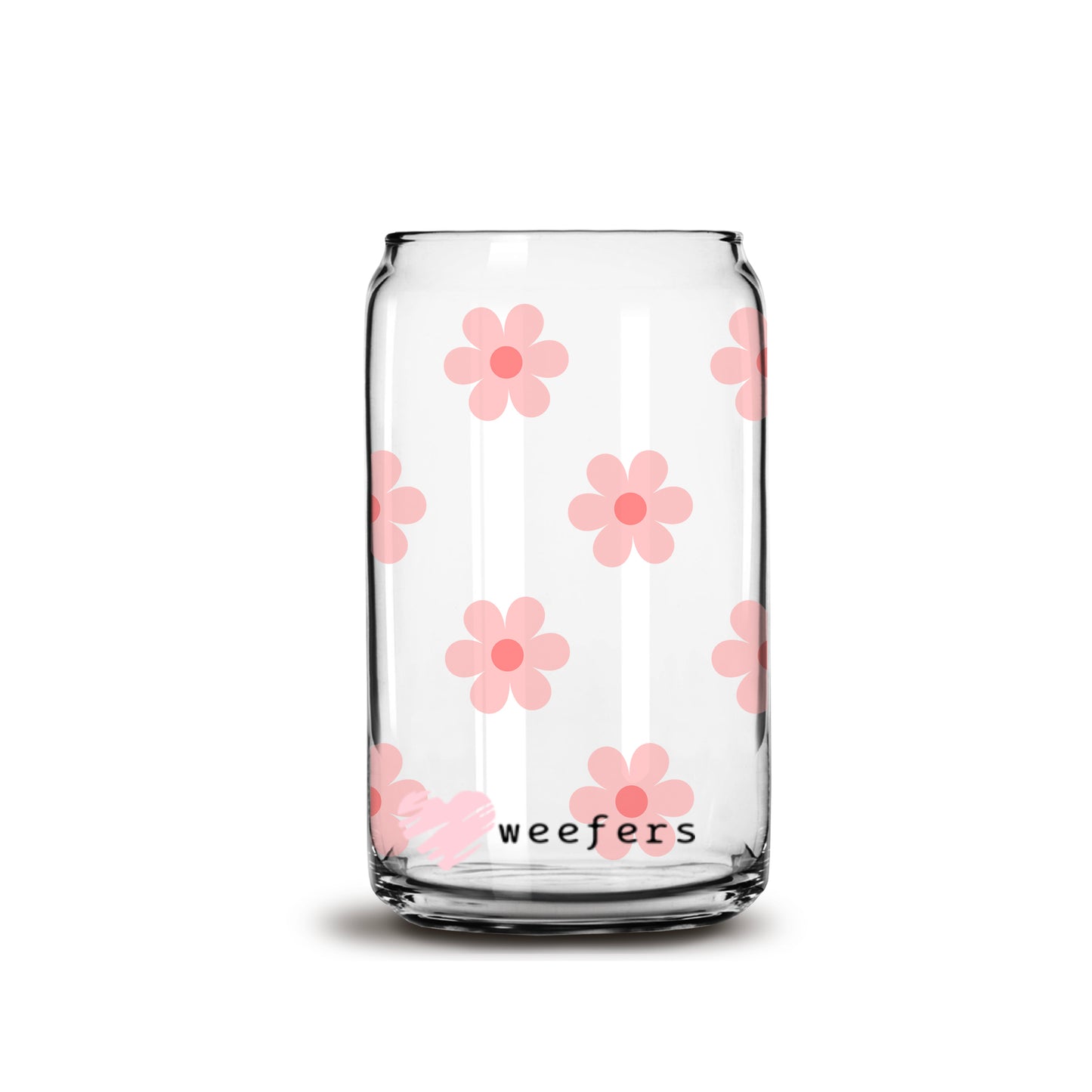 Small Pink Daisies 16oz Libbey Glass Can UV DTF or Sublimation Wrap - Decal - Weefers