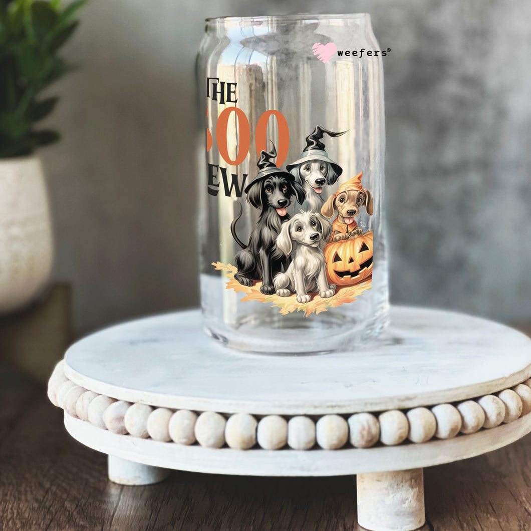 The Boo Crew Dog Vintage Halloween 16oz Libbey Glass Can UV-DTF or Sublimation Wrap - Decal