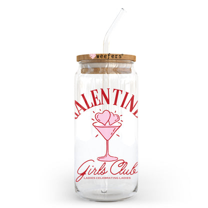 Galentine Girls Club Valentine's Day 20oz Libbey Glass Can UV DTF or Sublimation Wrap - Decal - Weefers