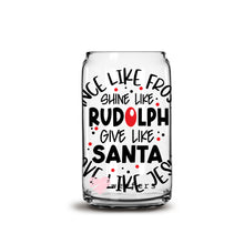 Load image into Gallery viewer, Dance Like Frosty, Shine Like Rudolph 16oz Libbey Glass Can UV-DTF or Sublimation Wrap - Decal
