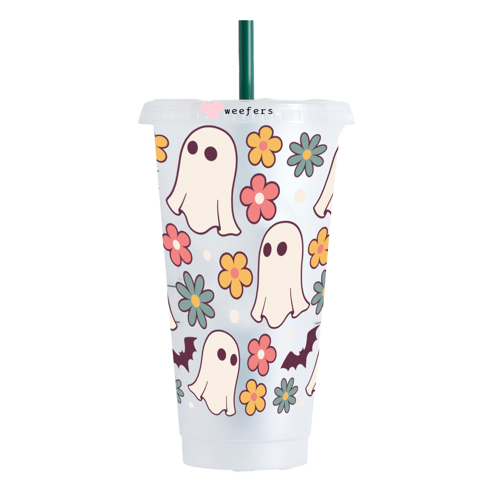 Retro Boho Ghosts Halloween 24oz UV DTF Cold Cup Wrap - Ready to apply Wrap - Weefers