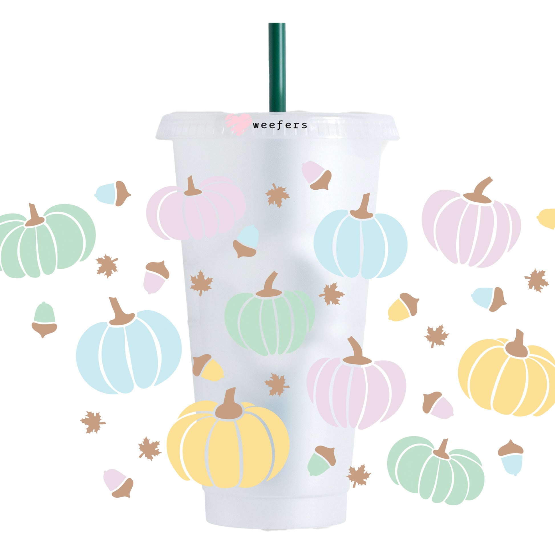 Pastel Pumpkins 24oz UV DTF Cold Cup Wrap - Ready to apply Wrap - NO HOLE - Weefers