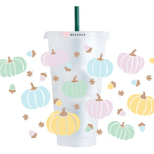 Load image into Gallery viewer, Pastel Pumpkins 24oz UV-DTF Cold Cup Wrap - Ready to apply Wrap - NO HOLE
