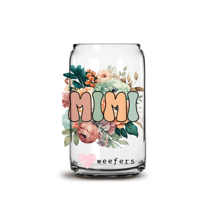 Mimi Boho Floral 16oz Libbey Glass Can UV DTF or Sublimation Cup Wrap - Decal Transfer - Weefers