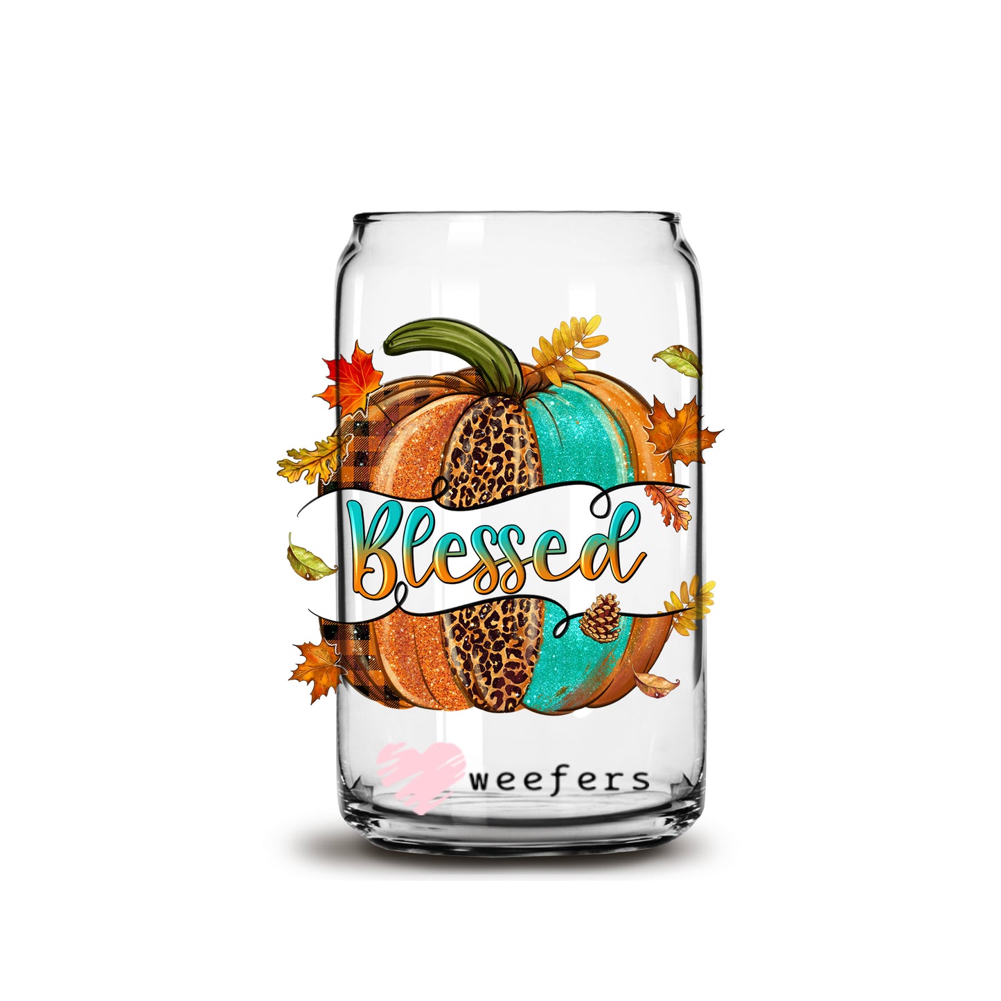 Blessed Pumpkin 16oz Libbey Glass Can UV DTF or Sublimation Wrap - Decal - Weefers