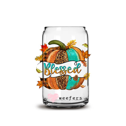 Blessed Pumpkin 16oz Libbey Glass Can UV DTF or Sublimation Wrap - Decal - Weefers